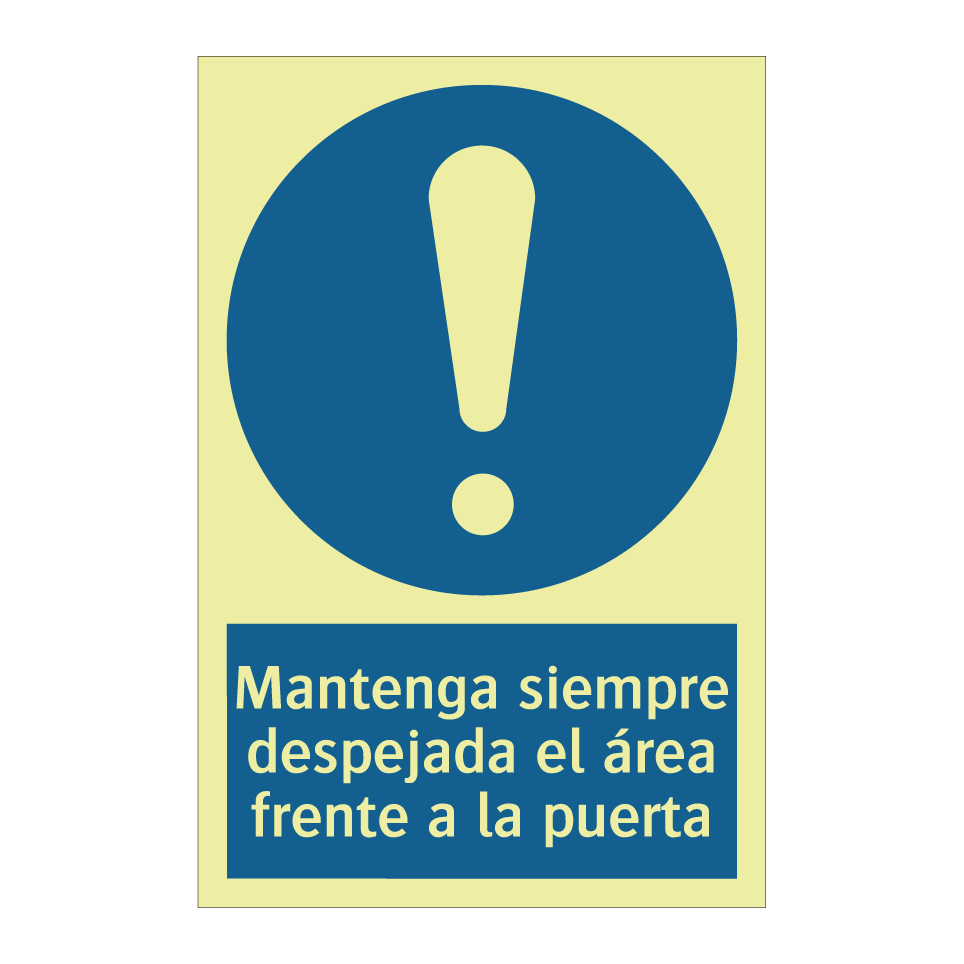 Mantenga siempre despejada el área frente a la puerta