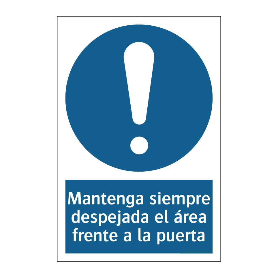 Mantenga siempre despejada el área frente a la puerta
