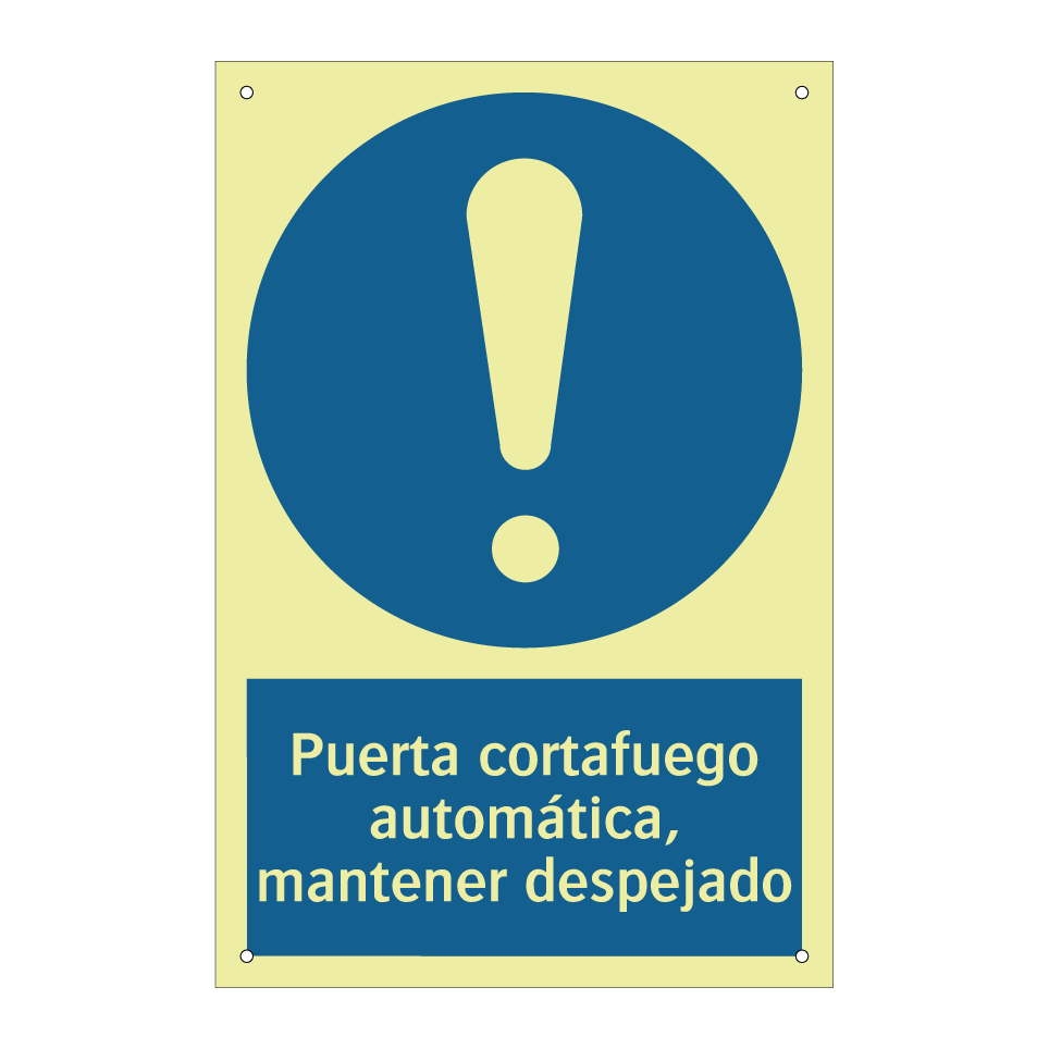 Puerta cortafuego automática, mantener despejado