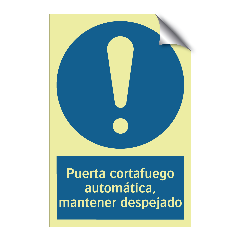 Puerta cortafuego automática, mantener despejado
