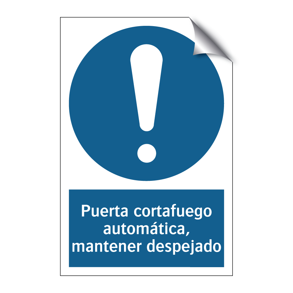Puerta cortafuego automática, mantener despejado
