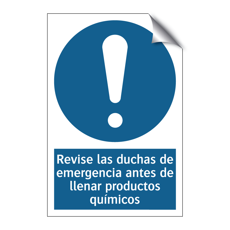 Revise las duchas de emergencia antes de llenar productos químicos
