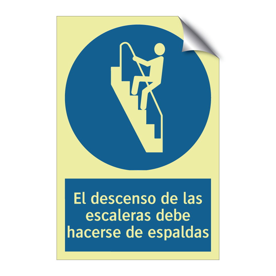 El descenso de las escaleras debe hacerse de espaldas