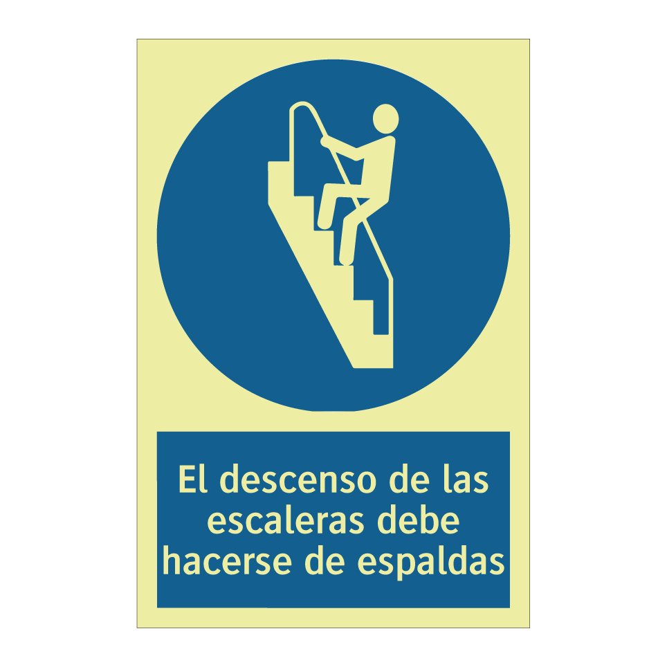 El descenso de las escaleras debe hacerse de espaldas