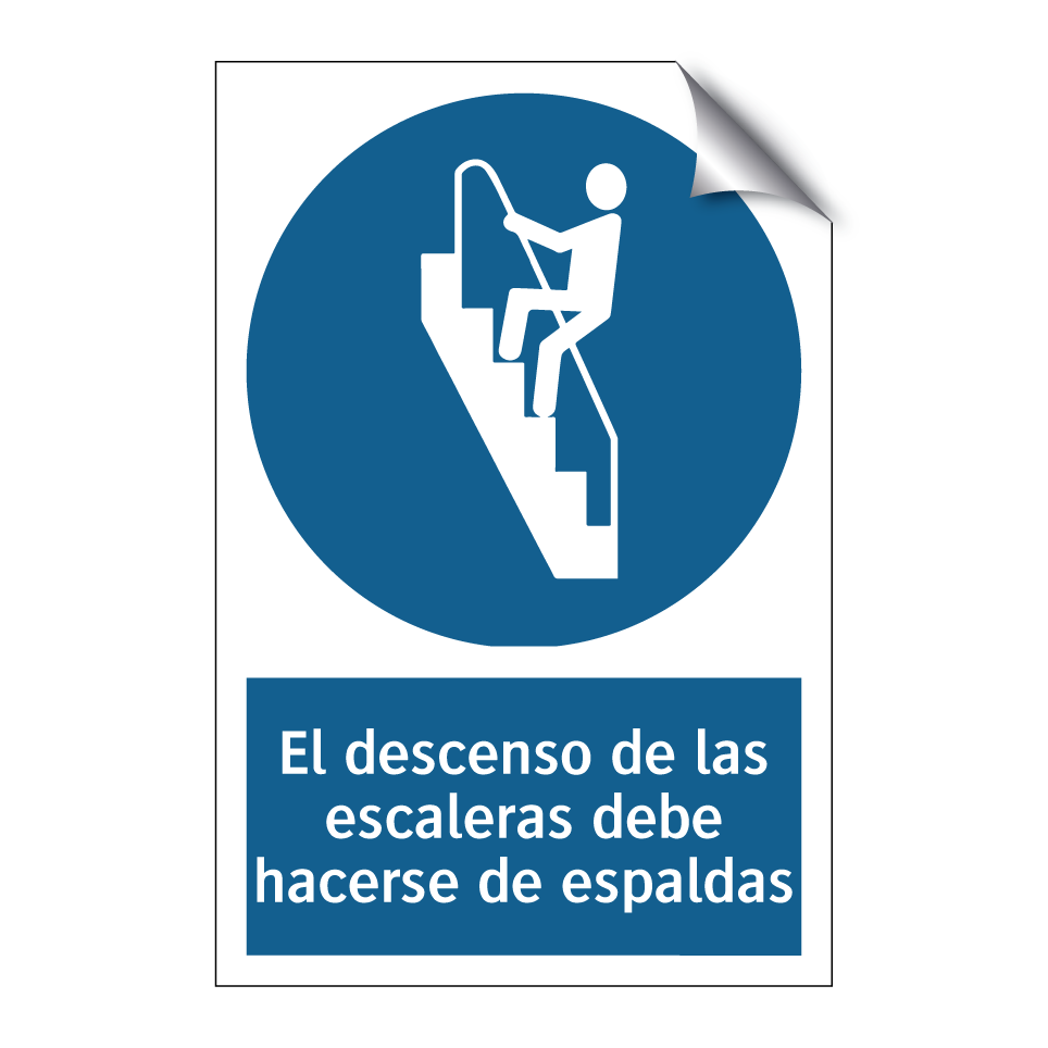 El descenso de las escaleras debe hacerse de espaldas