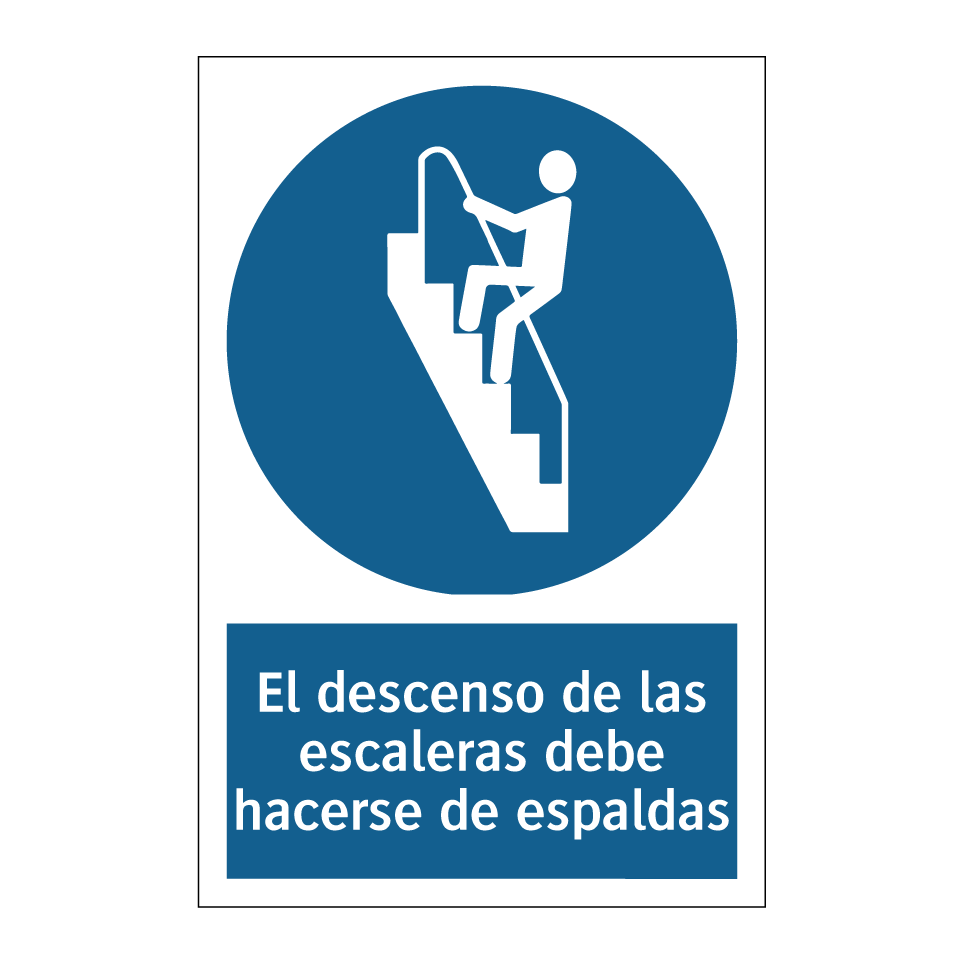 El descenso de las escaleras debe hacerse de espaldas