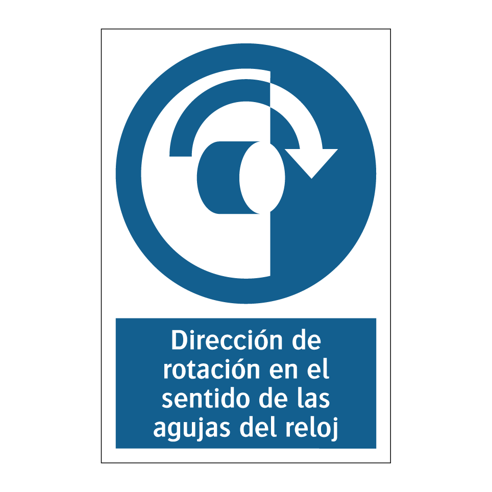 Dirección de rotación en el sentido de las agujas del reloj
