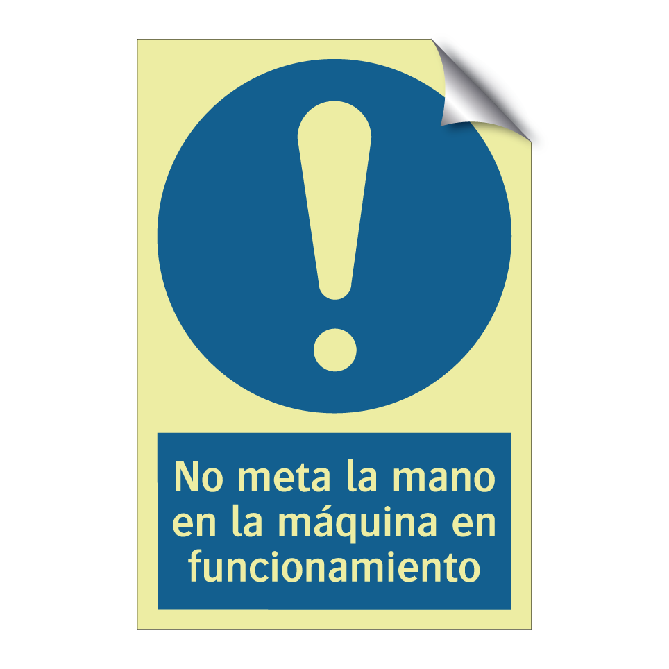 No meta la mano en la máquina en funcionamiento