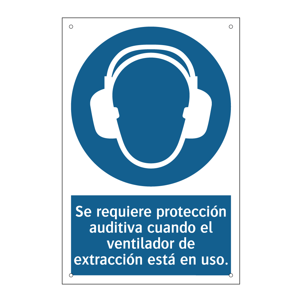 Se requiere protección auditiva cuando el ventilador de extracción está en uso.