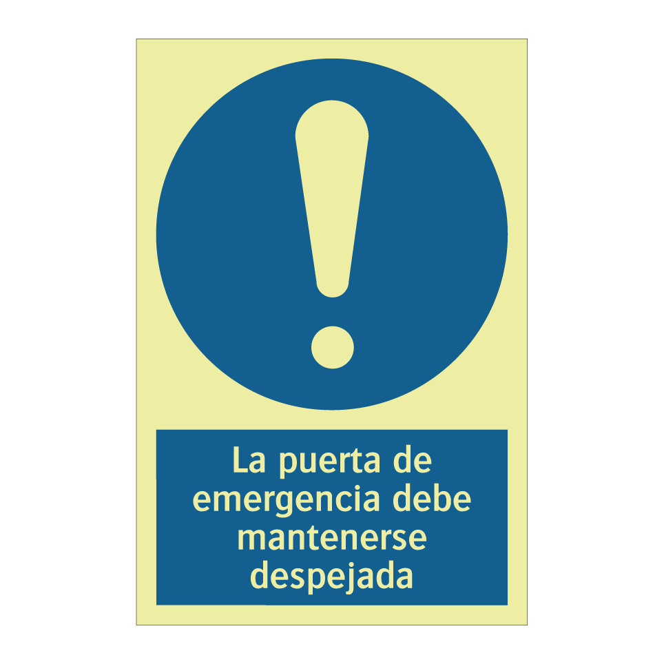 La puerta de emergencia debe mantenerse despejada