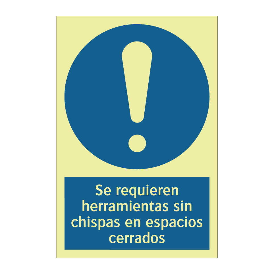 Se requieren herramientas sin chispas en espacios cerrados