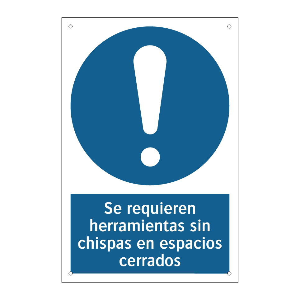 Se requieren herramientas sin chispas en espacios cerrados