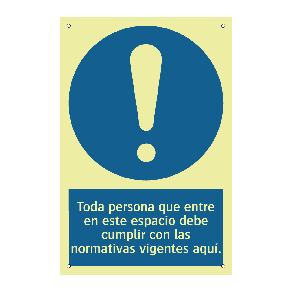 Toda persona que entre en este espacio debe cumplir con las normativas vigentes aquí.