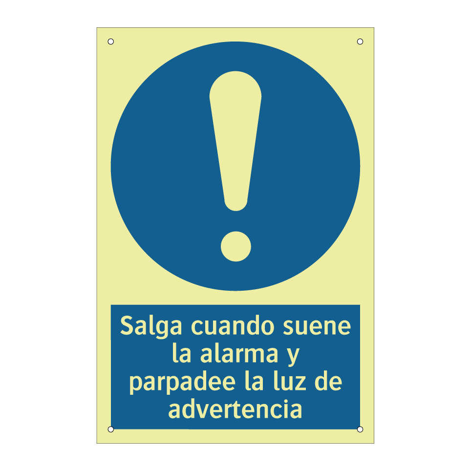Salga cuando suene la alarma y parpadee la luz de advertencia