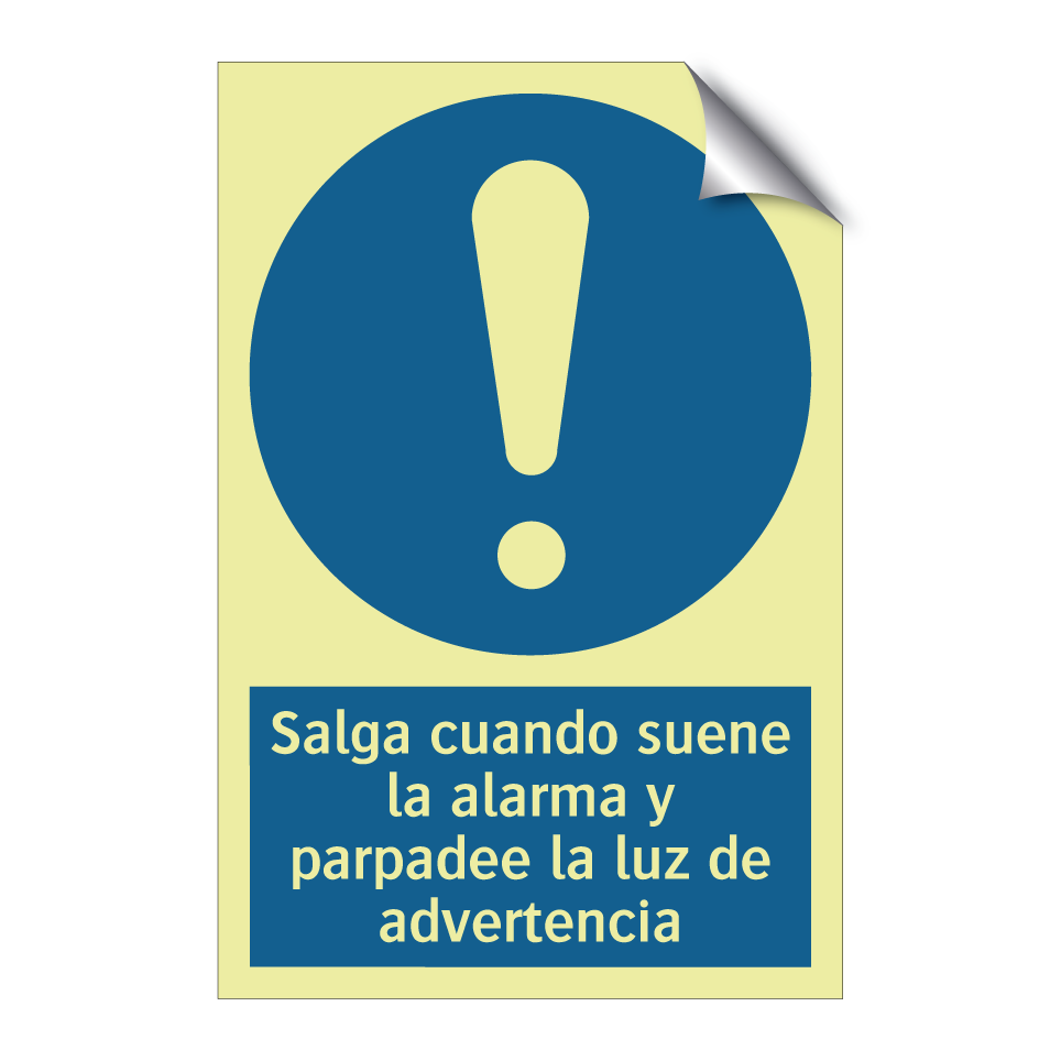 Salga cuando suene la alarma y parpadee la luz de advertencia