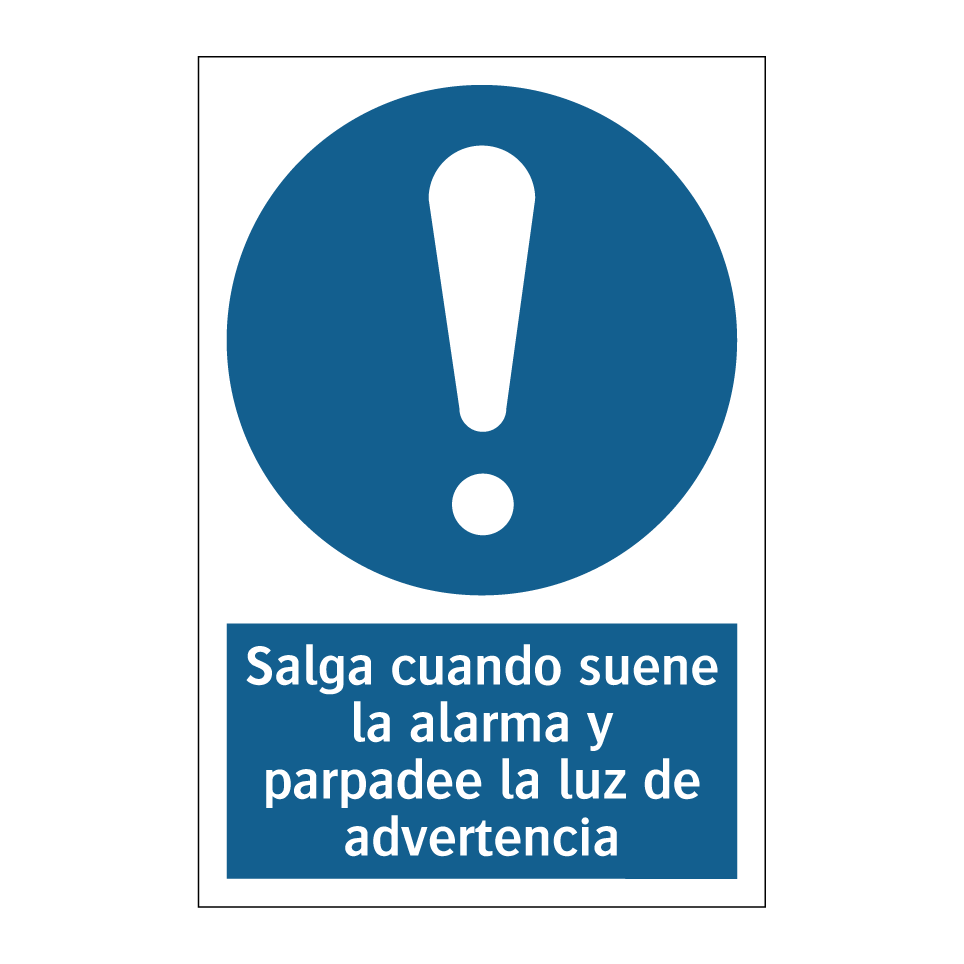 Salga cuando suene la alarma y parpadee la luz de advertencia