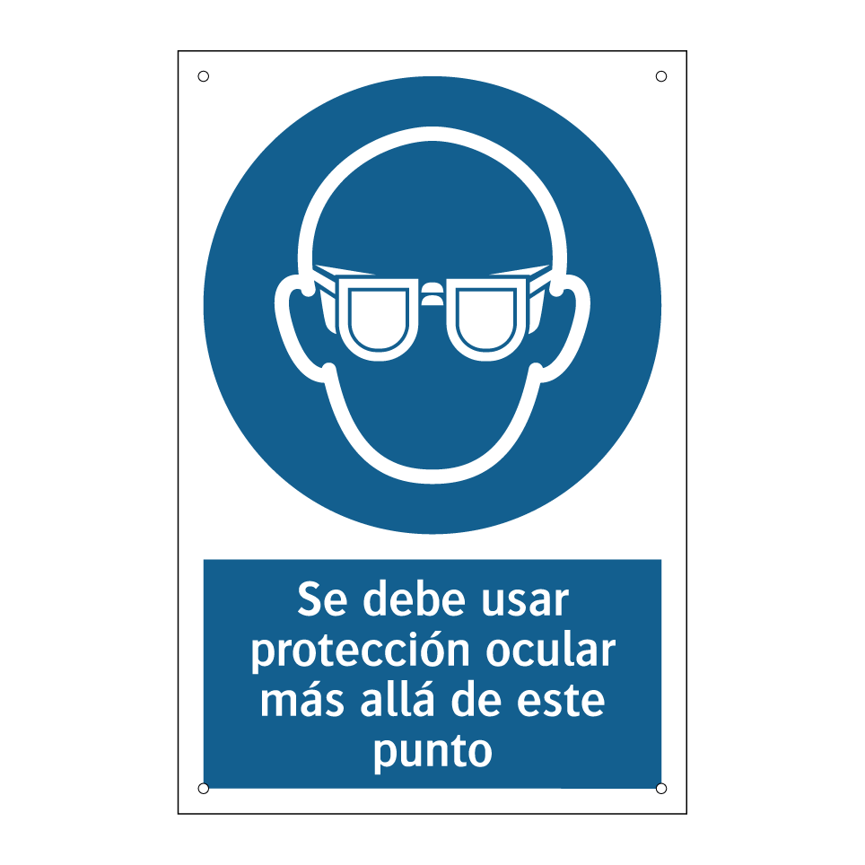 Se debe usar protección ocular más allá de este punto
