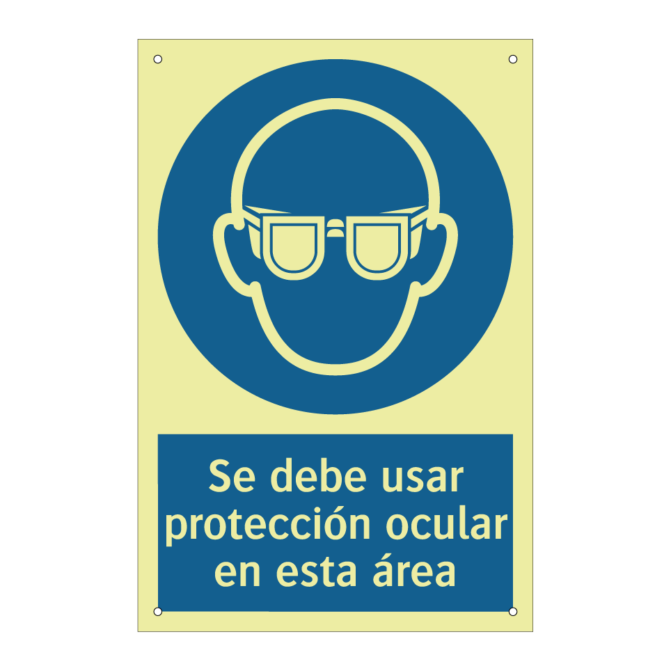 Se debe usar protección ocular en esta área