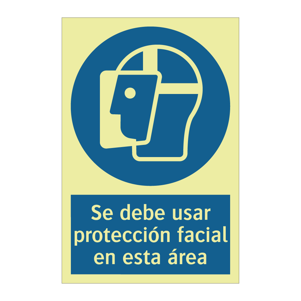 Se debe usar protección facial en esta área