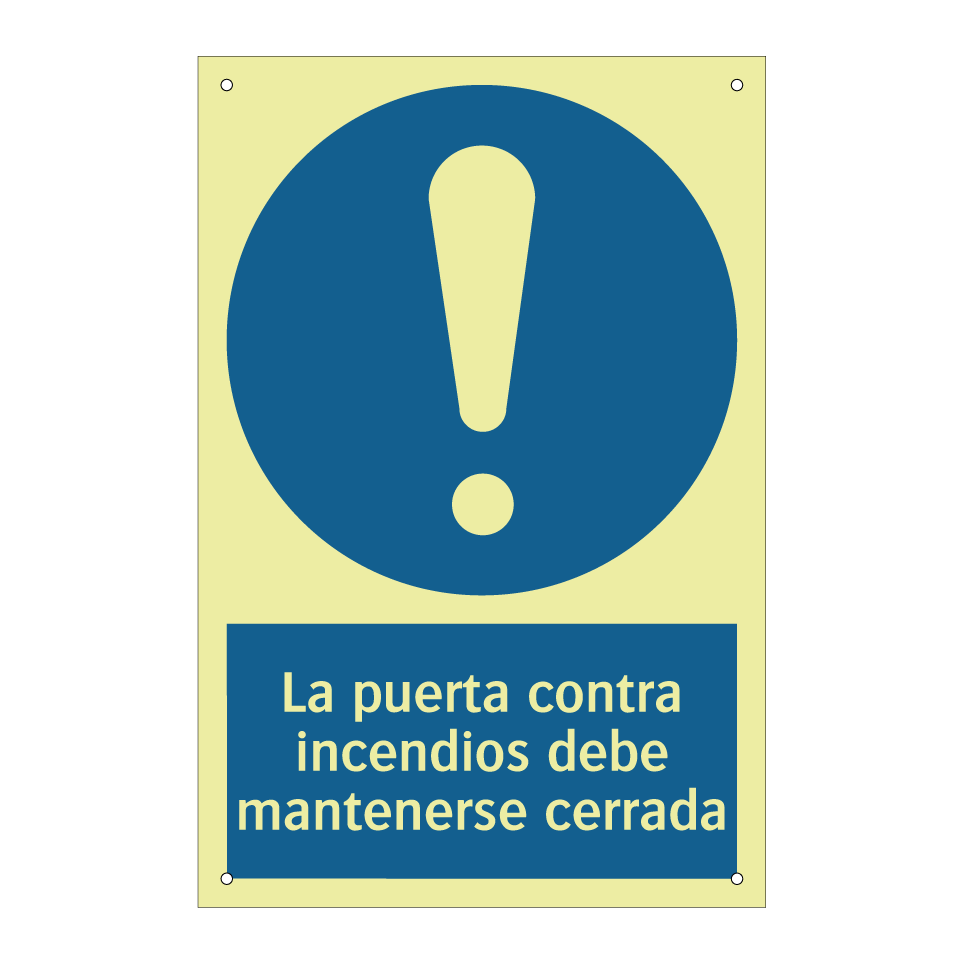 La puerta contra incendios debe mantenerse cerrada