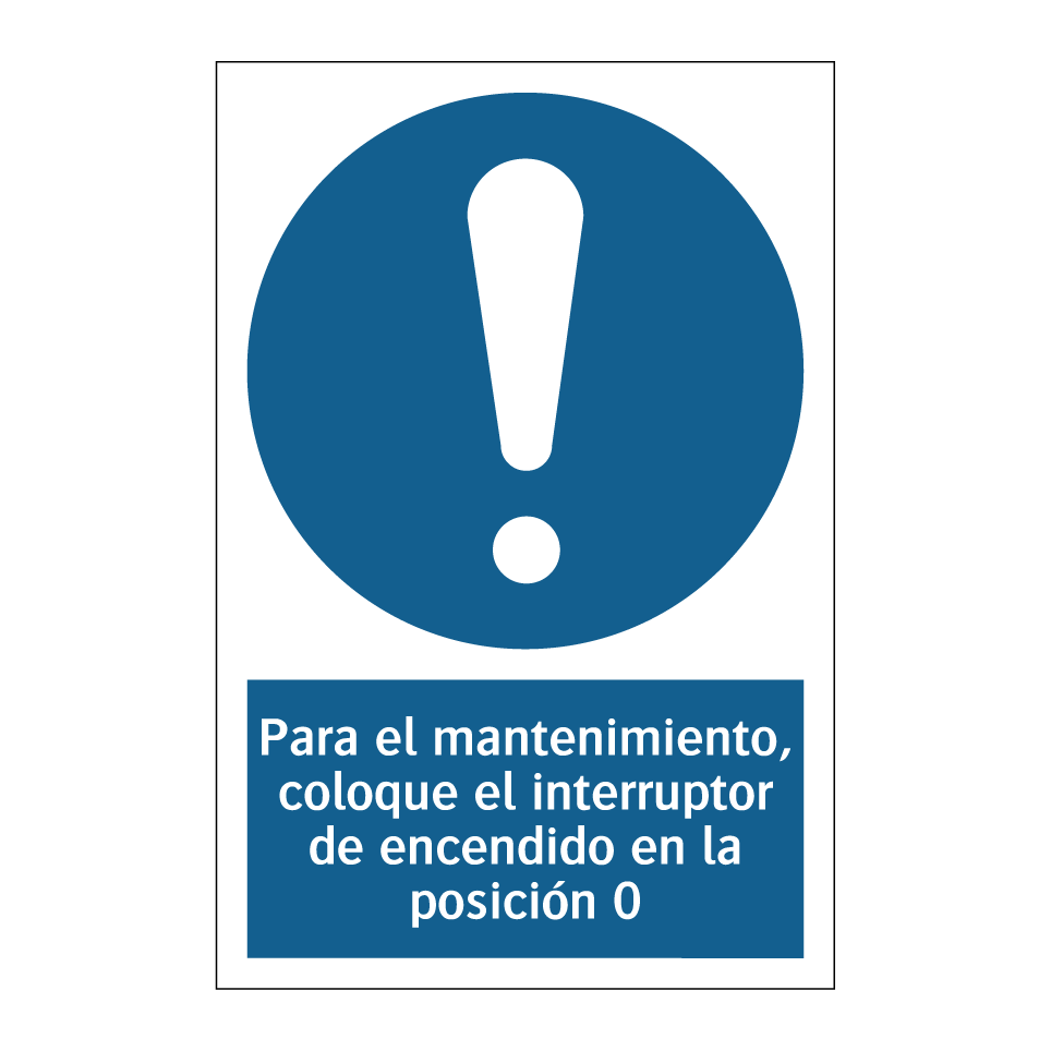Para el mantenimiento, coloque el interruptor de encendido en la posición 0