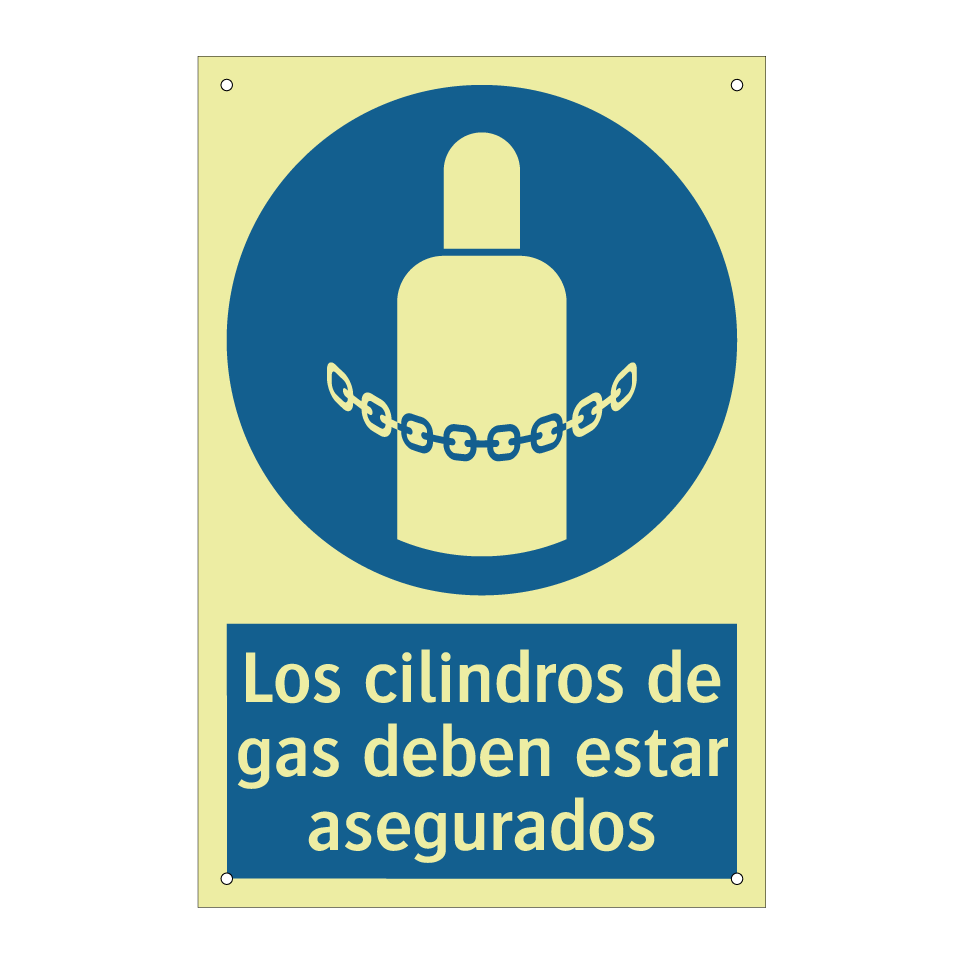 Los cilindros de gas deben estar asegurados