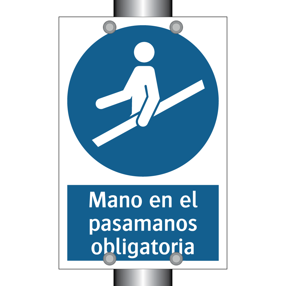 Mano en el pasamanos obligatoria