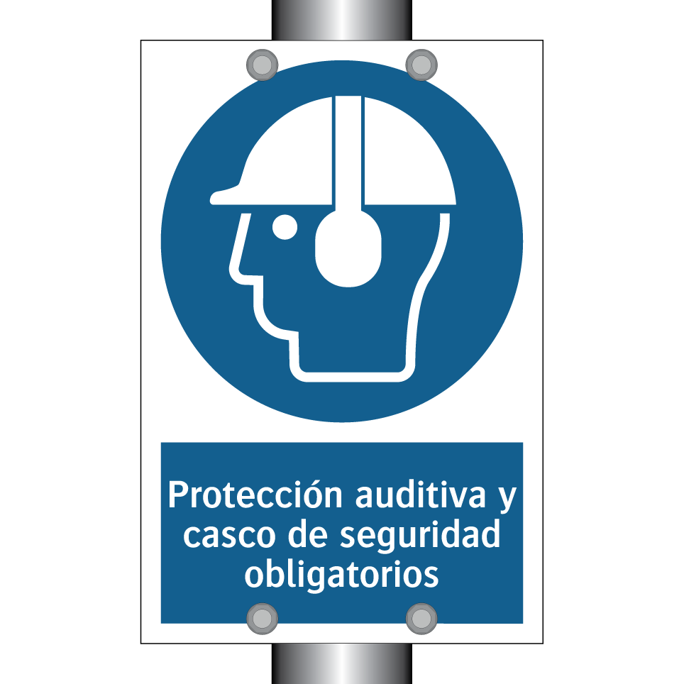 Protección auditiva y casco de seguridad obligatorios