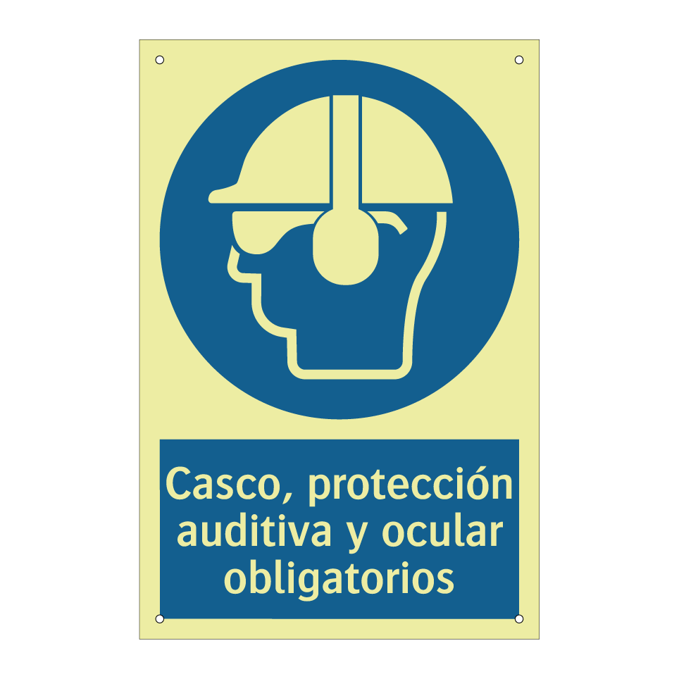 Casco, protección auditiva y ocular obligatorios