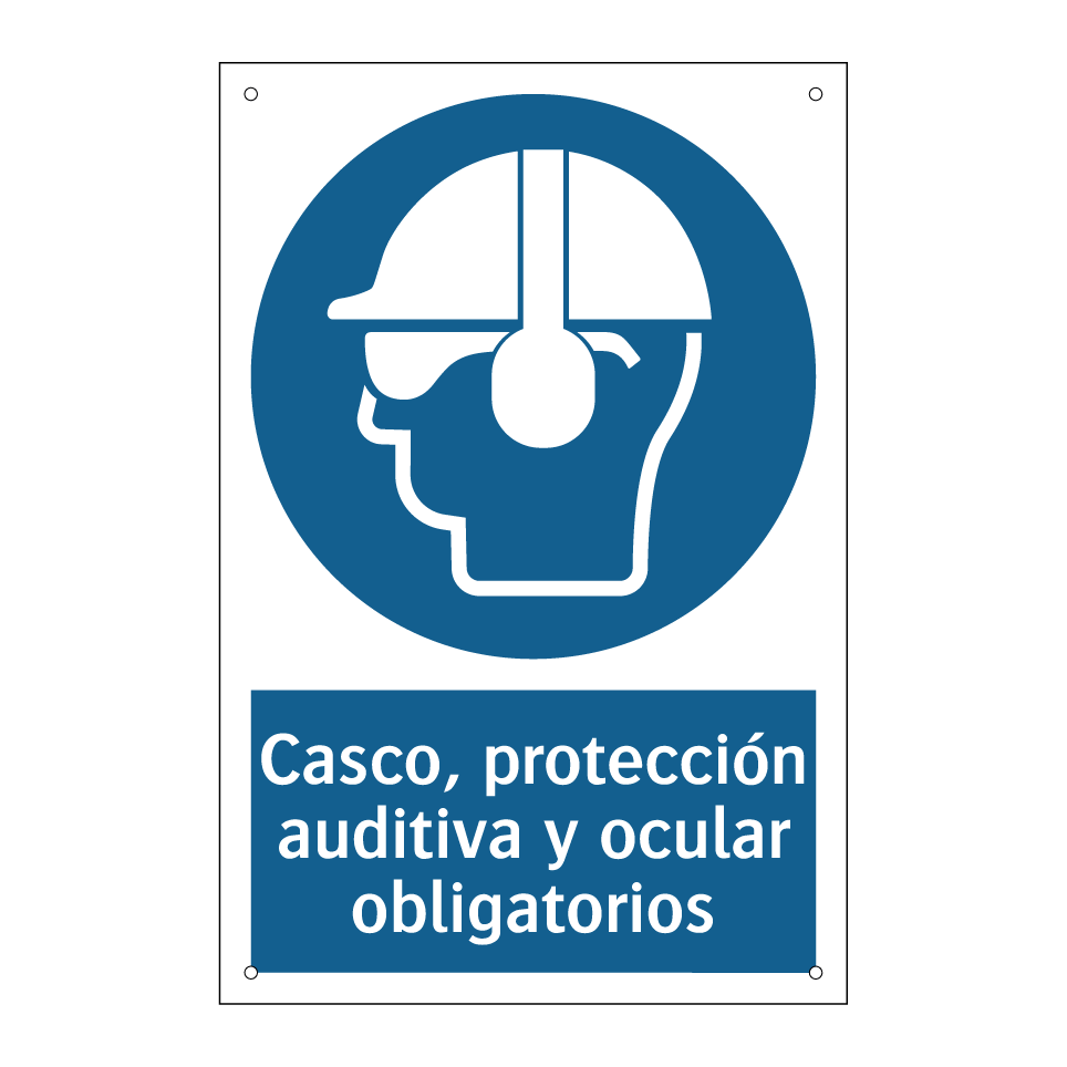 Casco, protección auditiva y ocular obligatorios