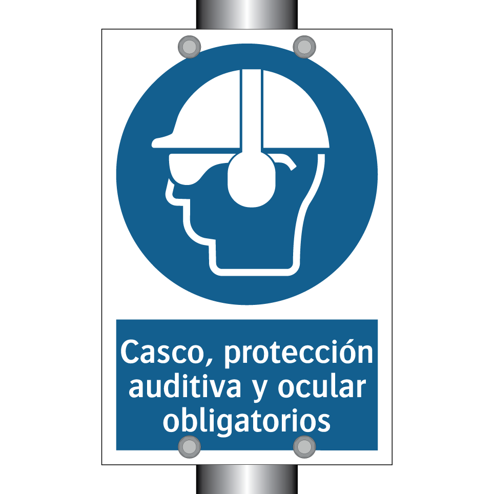 Casco, protección auditiva y ocular obligatorios