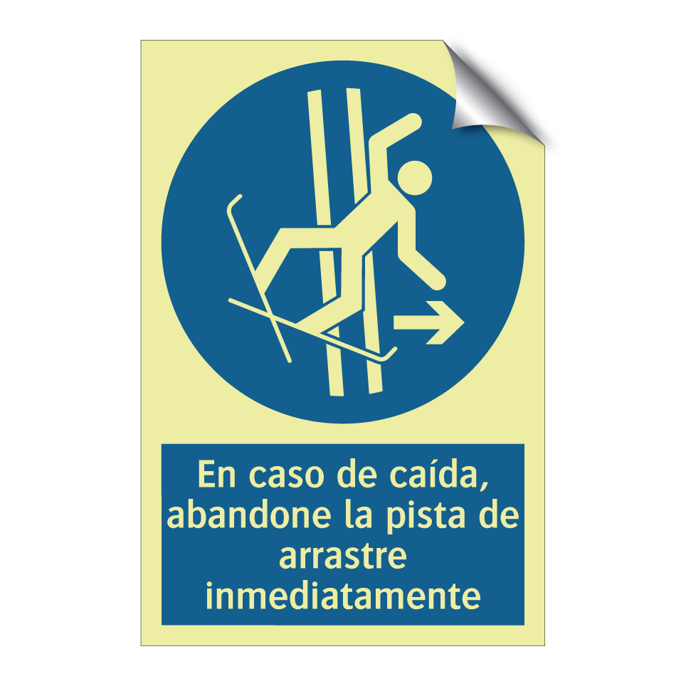 En caso de caída, abandone la pista de arrastre inmediatamente