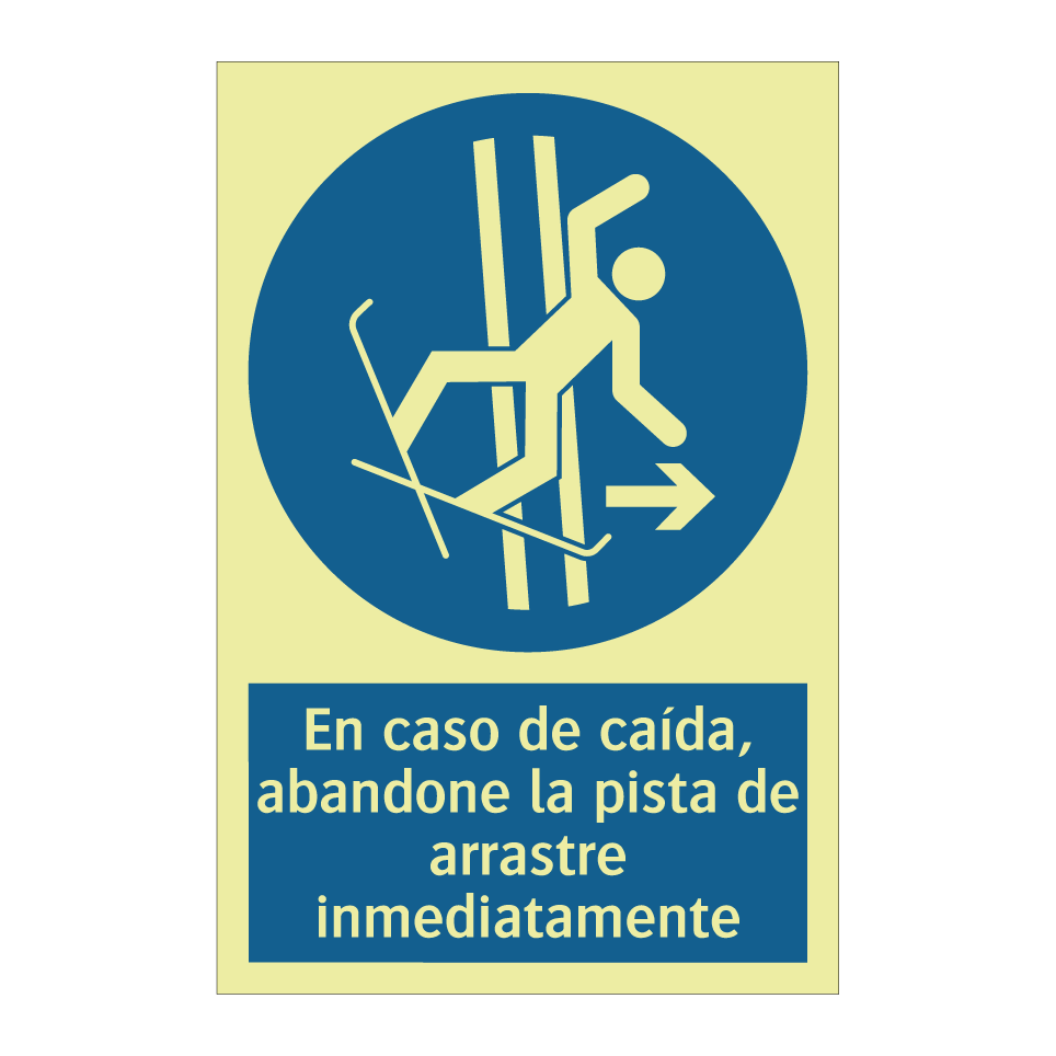 En caso de caída, abandone la pista de arrastre inmediatamente