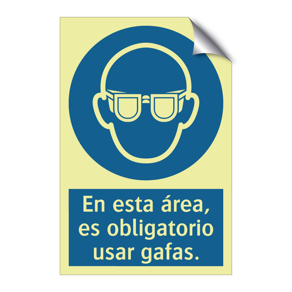 En esta área, es obligatorio usar gafas.