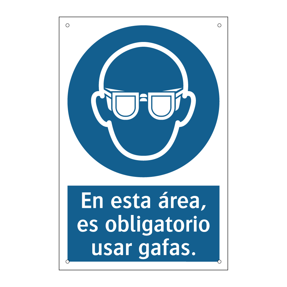 En esta área, es obligatorio usar gafas.