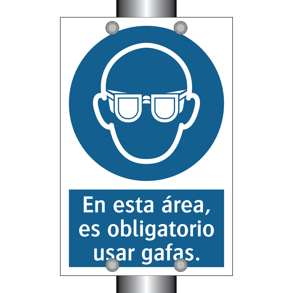En esta área, es obligatorio usar gafas.