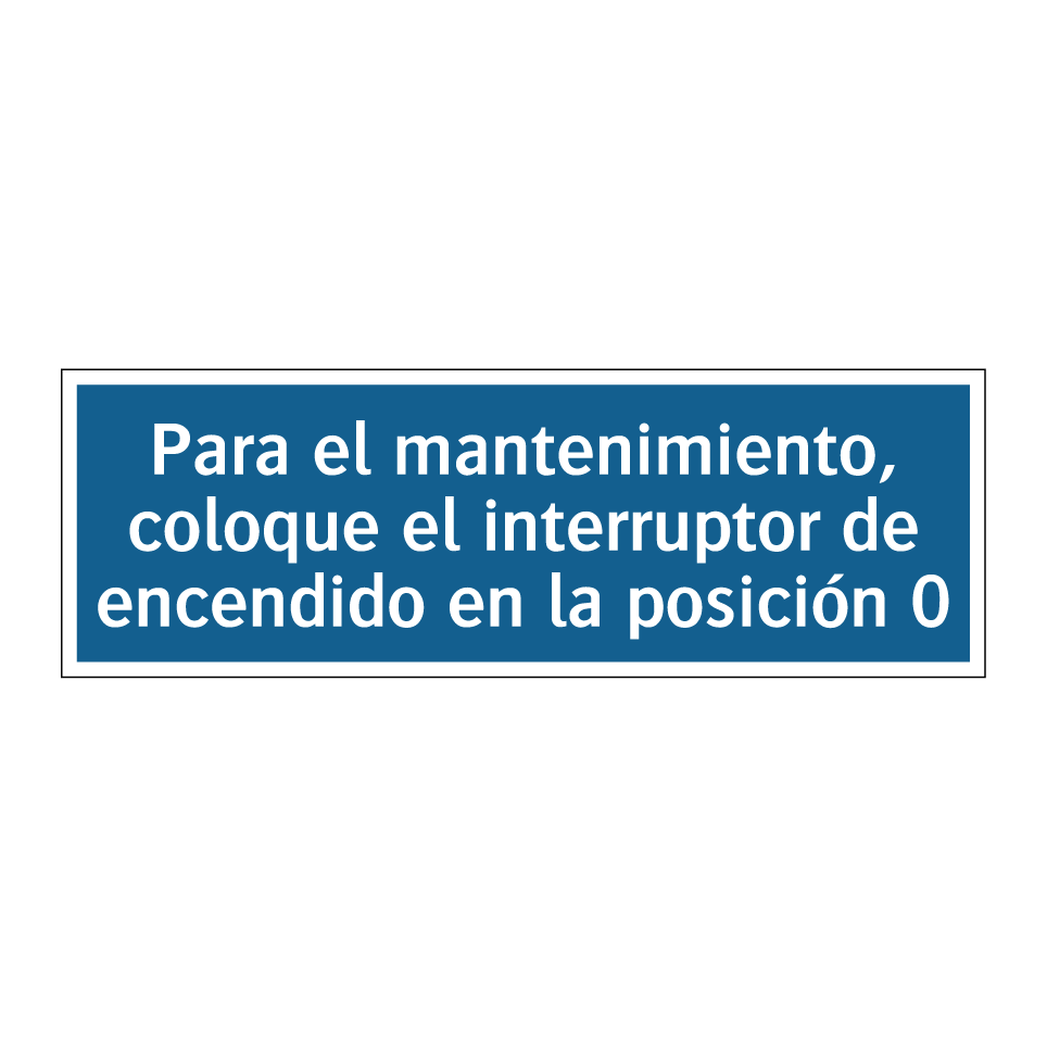 Para el mantenimiento, coloque el interruptor de encendido en la posición 0