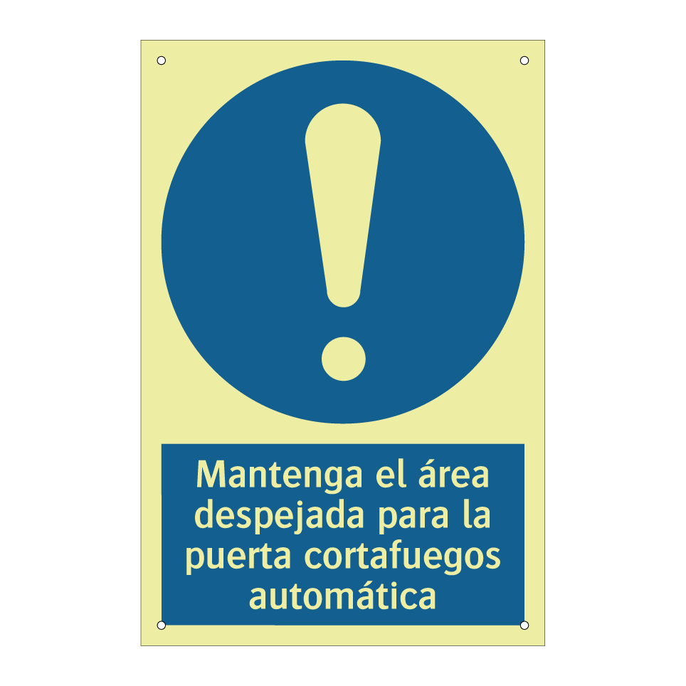 Mantenga el área despejada para la puerta cortafuegos automática