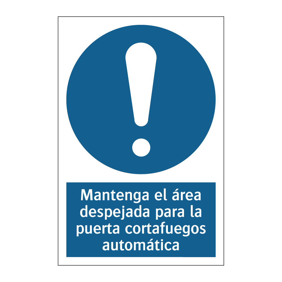 Mantenga el área despejada para la puerta cortafuegos automática