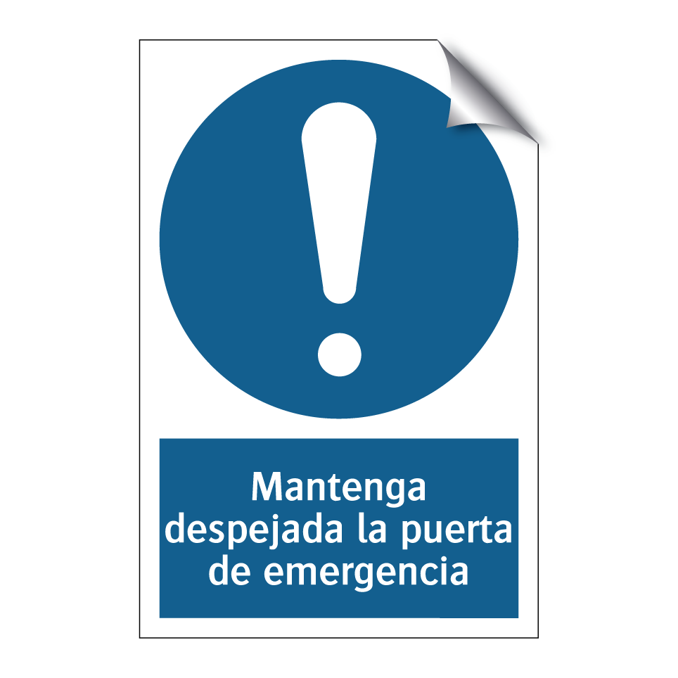 Mantenga despejada la puerta de emergencia