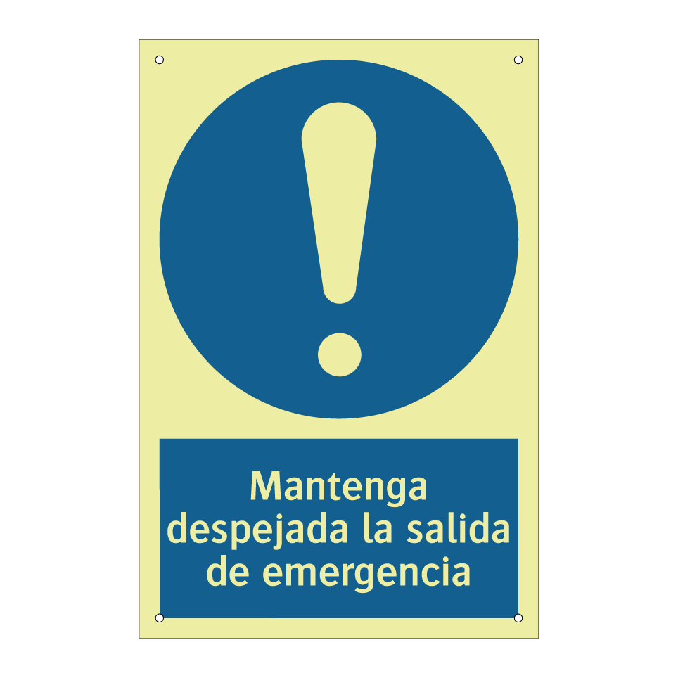 Mantenga despejada la salida de emergencia