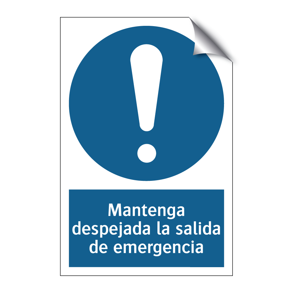 Mantenga despejada la salida de emergencia
