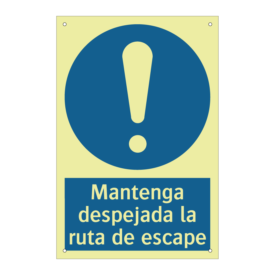 Mantenga despejada la ruta de escape