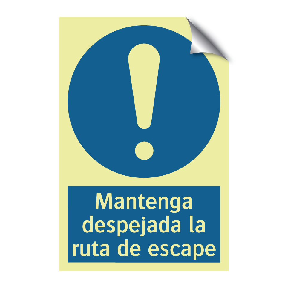 Mantenga despejada la ruta de escape