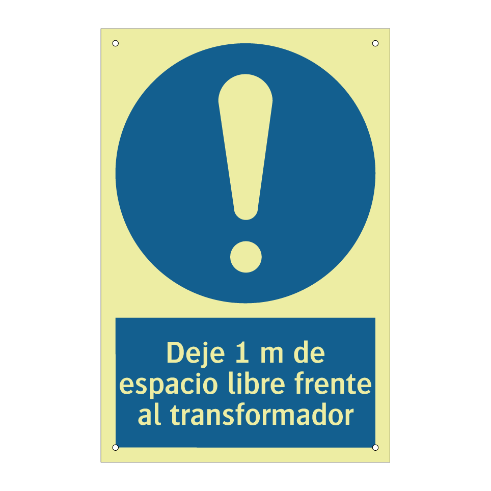Deje 1 m de espacio libre frente al transformador