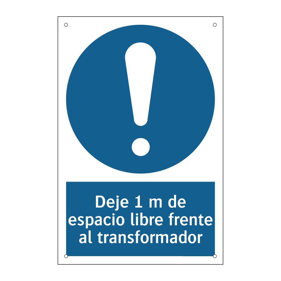 Deje 1 m de espacio libre frente al transformador
