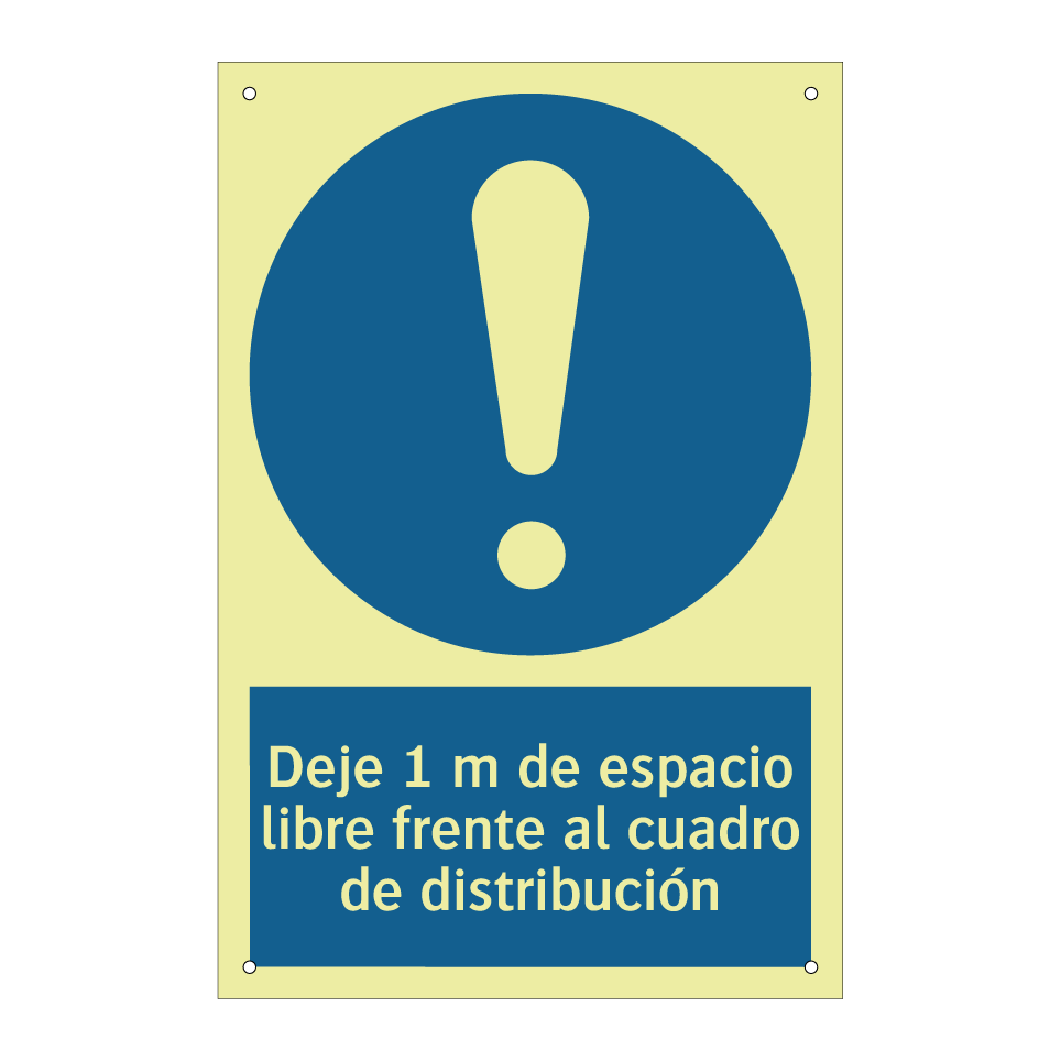 Deje 1 m de espacio libre frente al cuadro de distribución