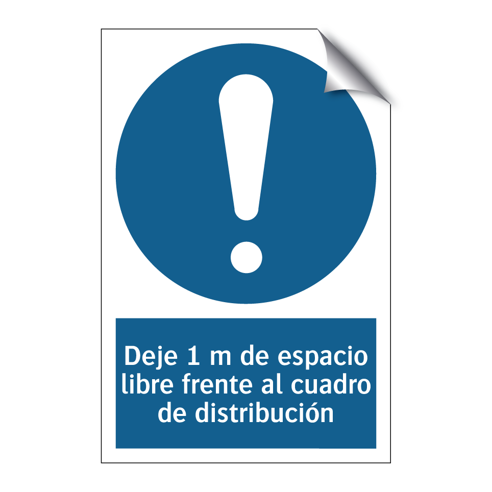 Deje 1 m de espacio libre frente al cuadro de distribución