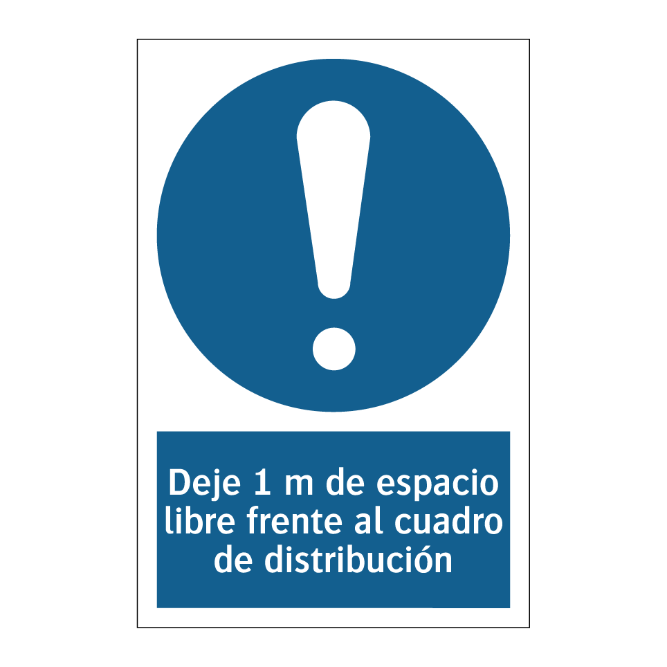 Deje 1 m de espacio libre frente al cuadro de distribución