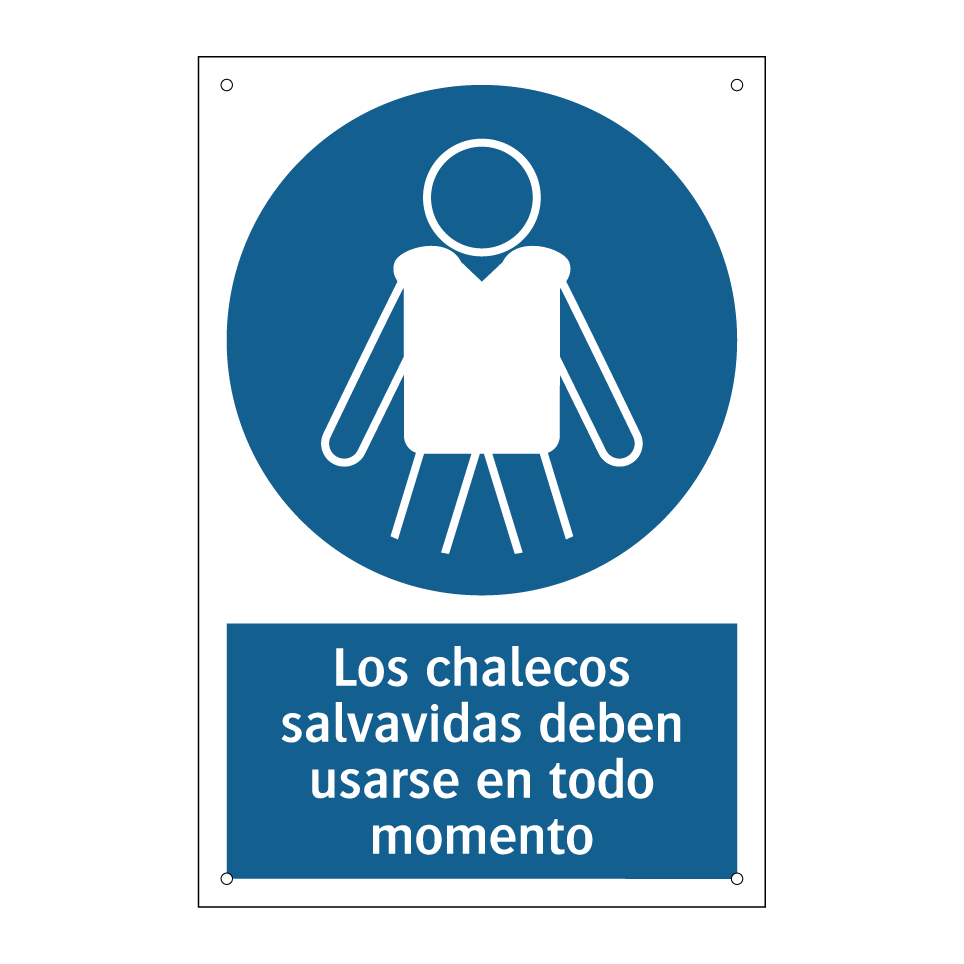 Los chalecos salvavidas deben usarse en todo momento